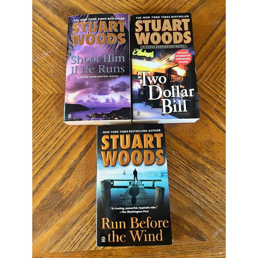 Stuart Woods Stone Barrington Book Lot 3 Paperback Two Dollar Bill Shoot Him Run